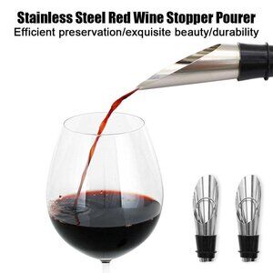 Wine Aerator Stainless Steel Wine Bottle Pourers and Stoppers 2-In-1 Steel Champ